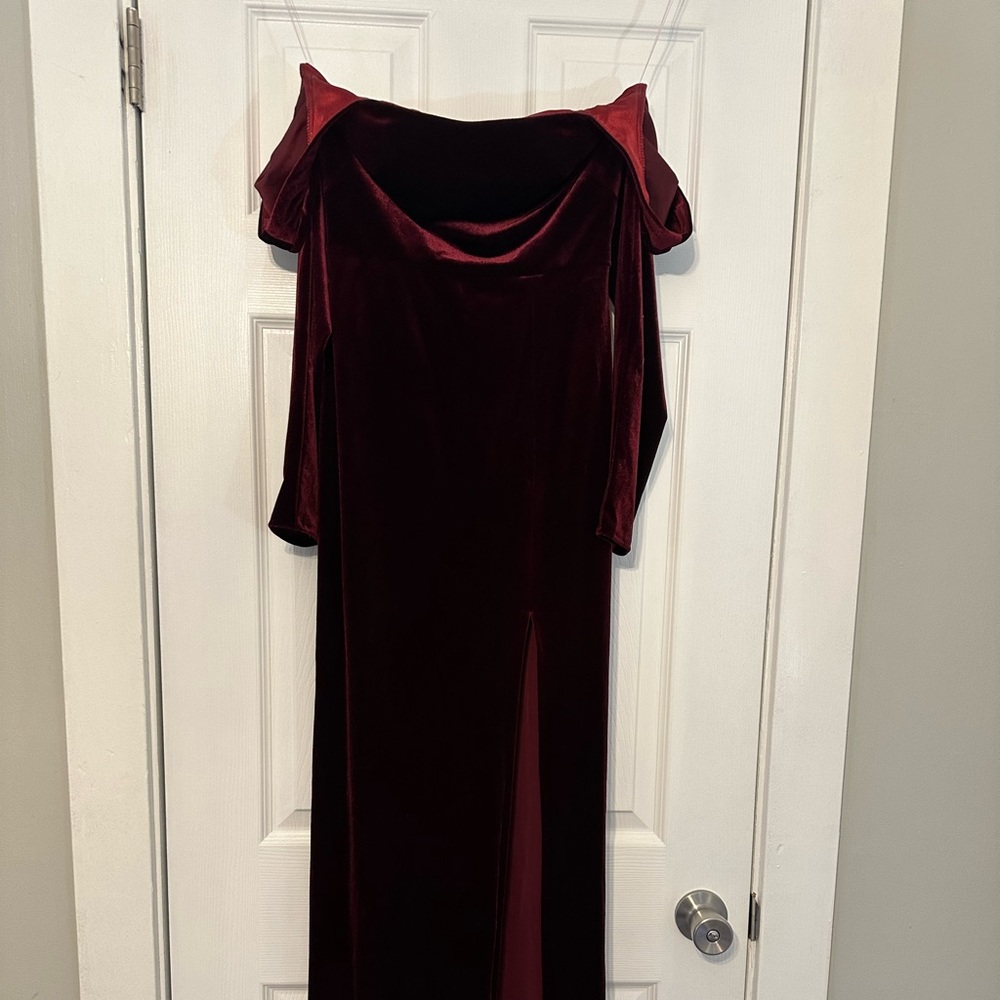 Jenny Yoo Off-The-Shoulder Velvet Dress - Picture 2 of 6